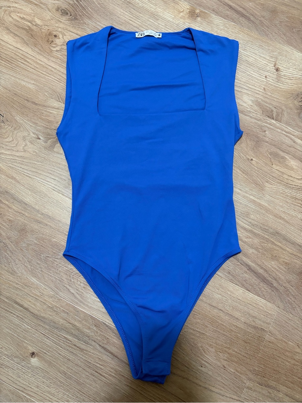 Zara Royal Blue Square-Neck Bodysuit